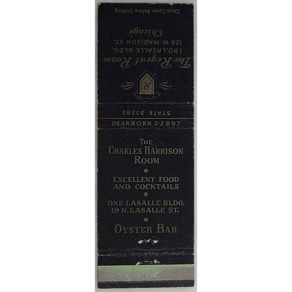 Front Strike Matchbook Cover Regent Room Chicago IL Illinois Charles Harrison - Picture 2 of 5